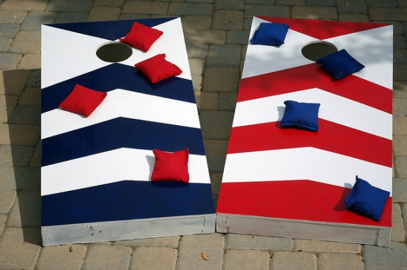 Ready to play cornhole with our homemade set