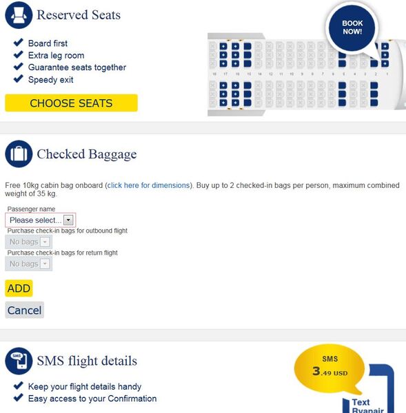 ryanair add bag to booking